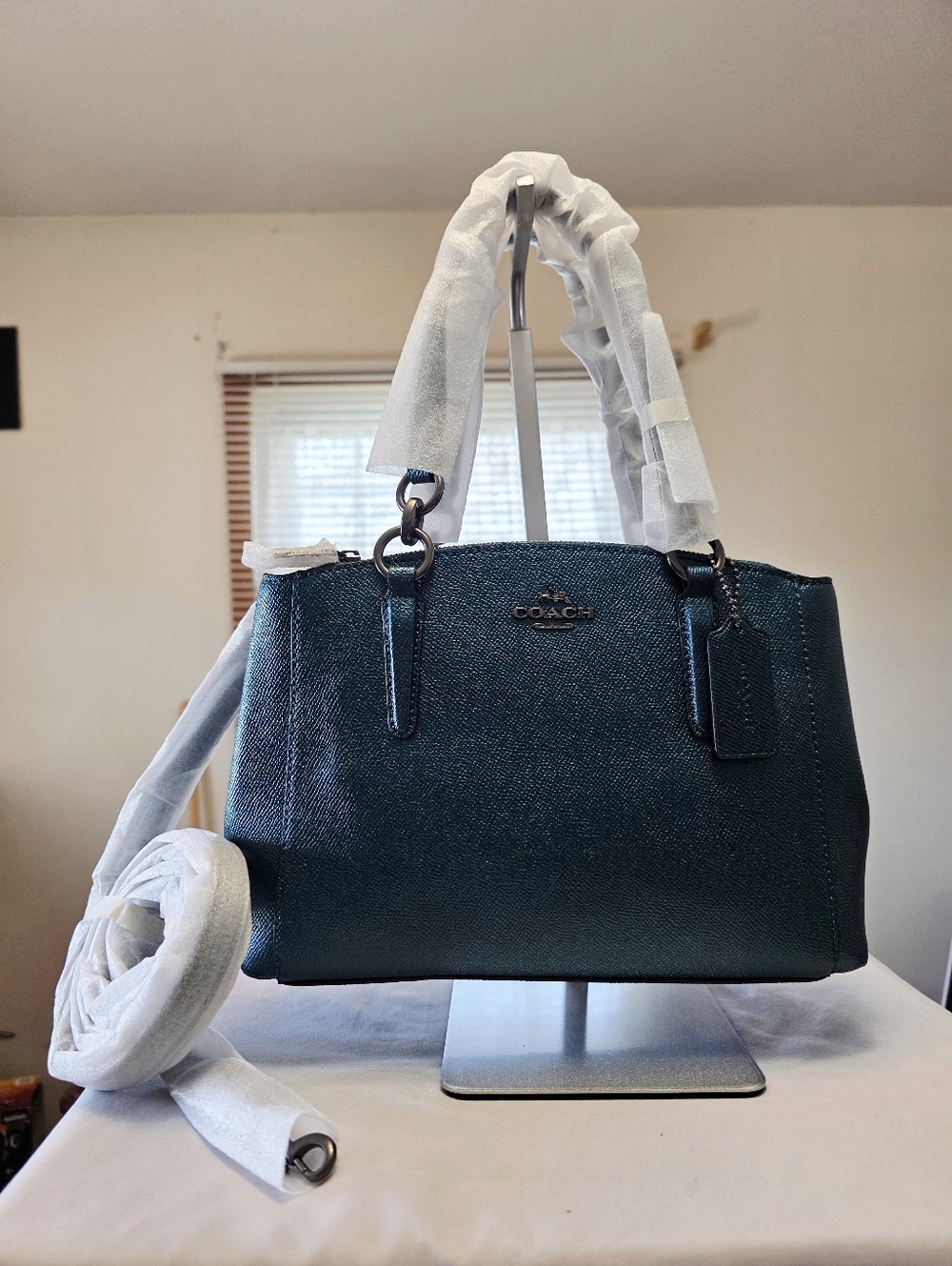 COACH Mini Christie Carryall In QB/Metallic Dark Teal